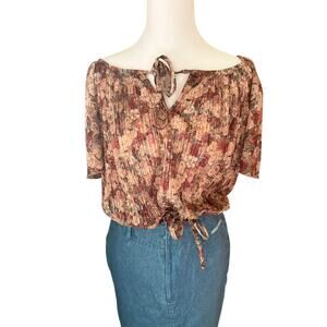 Sue Brett Vintage Floral Crop Top - Adjustable Fit